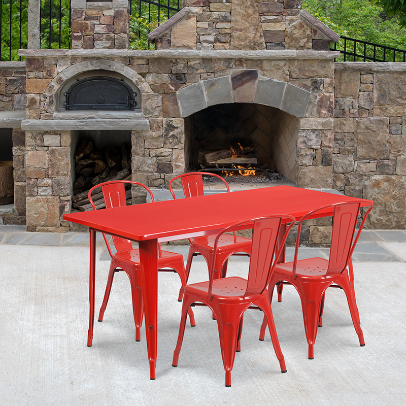 Alamont Furniture, ALA-FUDU-176645, Metal Colorful Table and Chair Sets