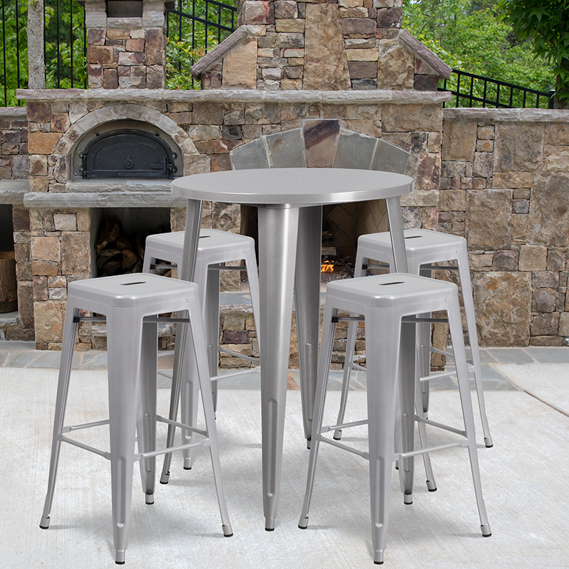 Alamont Furniture, ALA-DI62-194807, Metal Colorful Bar Table and Stool Sets