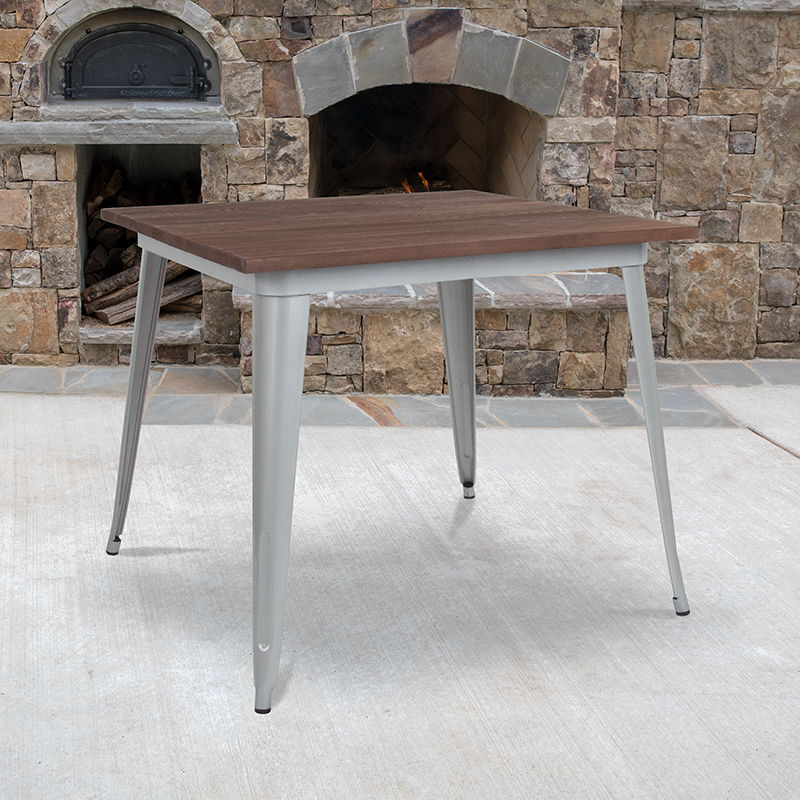 Alamont Furniture, ALA-DI62-239595, Metal/Wood Colorful Restaurant Tables