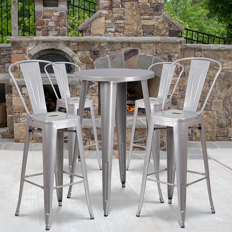 Alamont Furniture, ALA-DI62-194740, Metal Colorful Bar Table and Stool Sets