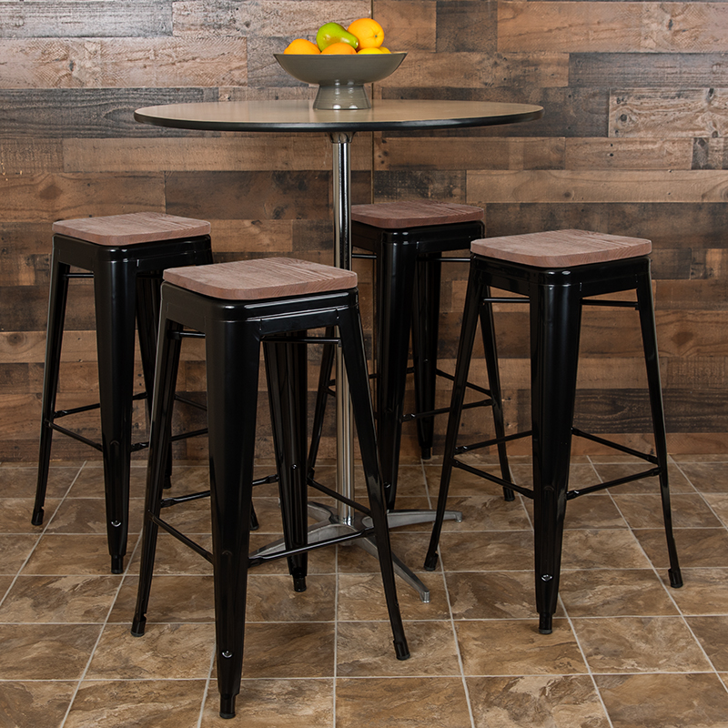Alamont Furniture, 4-ALA-5FU-482551, Metal/Wood Bar Height Stools