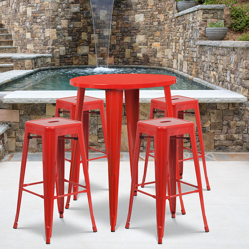 Alamont Furniture, ALA-DI62-194799, Metal Colorful Bar Table and Stool Sets