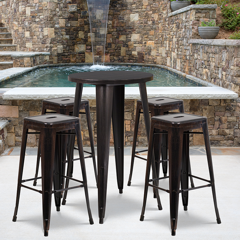 Alamont Furniture, ALA-DI62-194711, Metal Colorful Bar Table and Stool Sets
