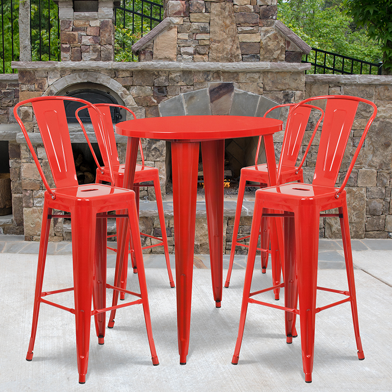 Alamont Furniture, ALA-DI62-194798, Metal Colorful Bar Table and Stool Sets