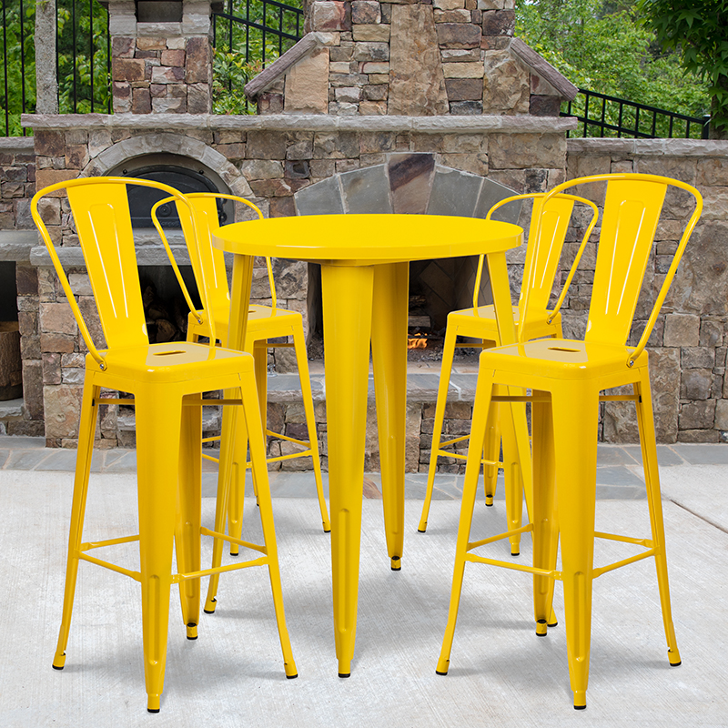 Alamont Furniture, ALA-DI62-194821, Metal Colorful Bar Table and Stool Sets