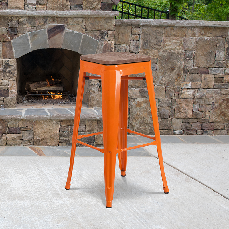 Alamont Furniture, ALA-DI42-249921, Metal/Wood Colorful Restaurant Barstools
