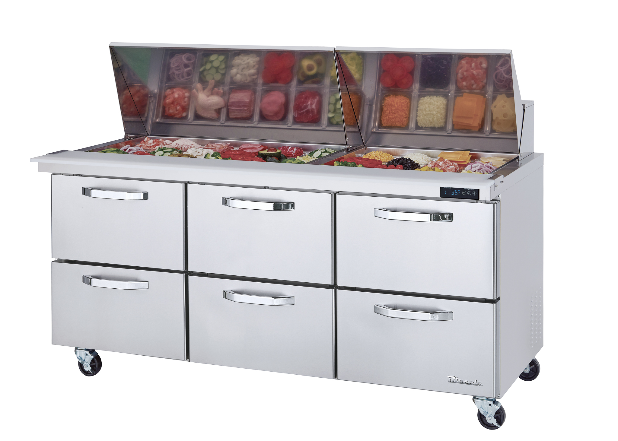 Blue Air Commercial Refrigeration, BLMT72-D6-HC, Mega Top Sandwich Prep Table