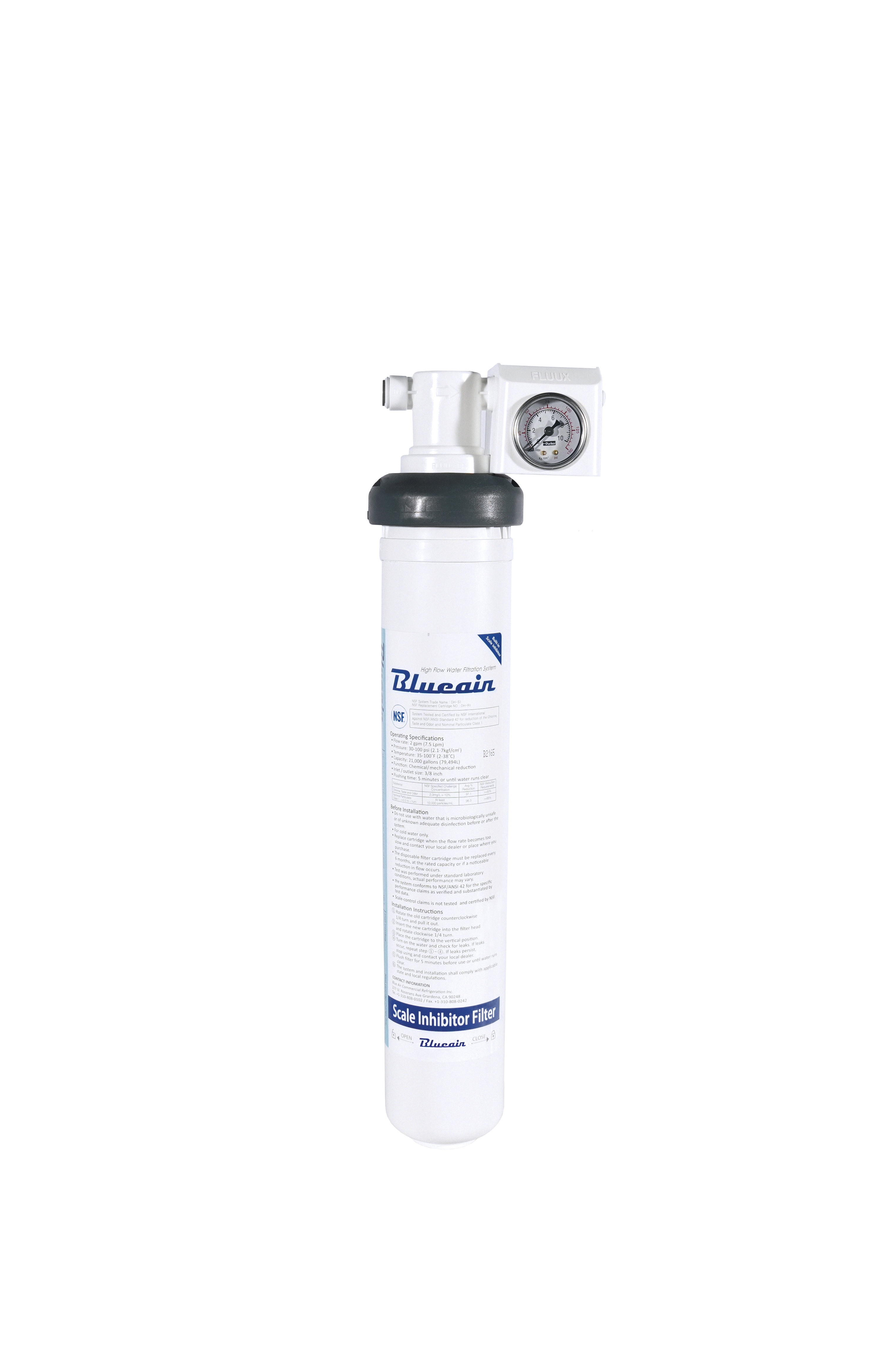 Blue Air Commercial Refrigeration, DH-S1, Water Filtration System