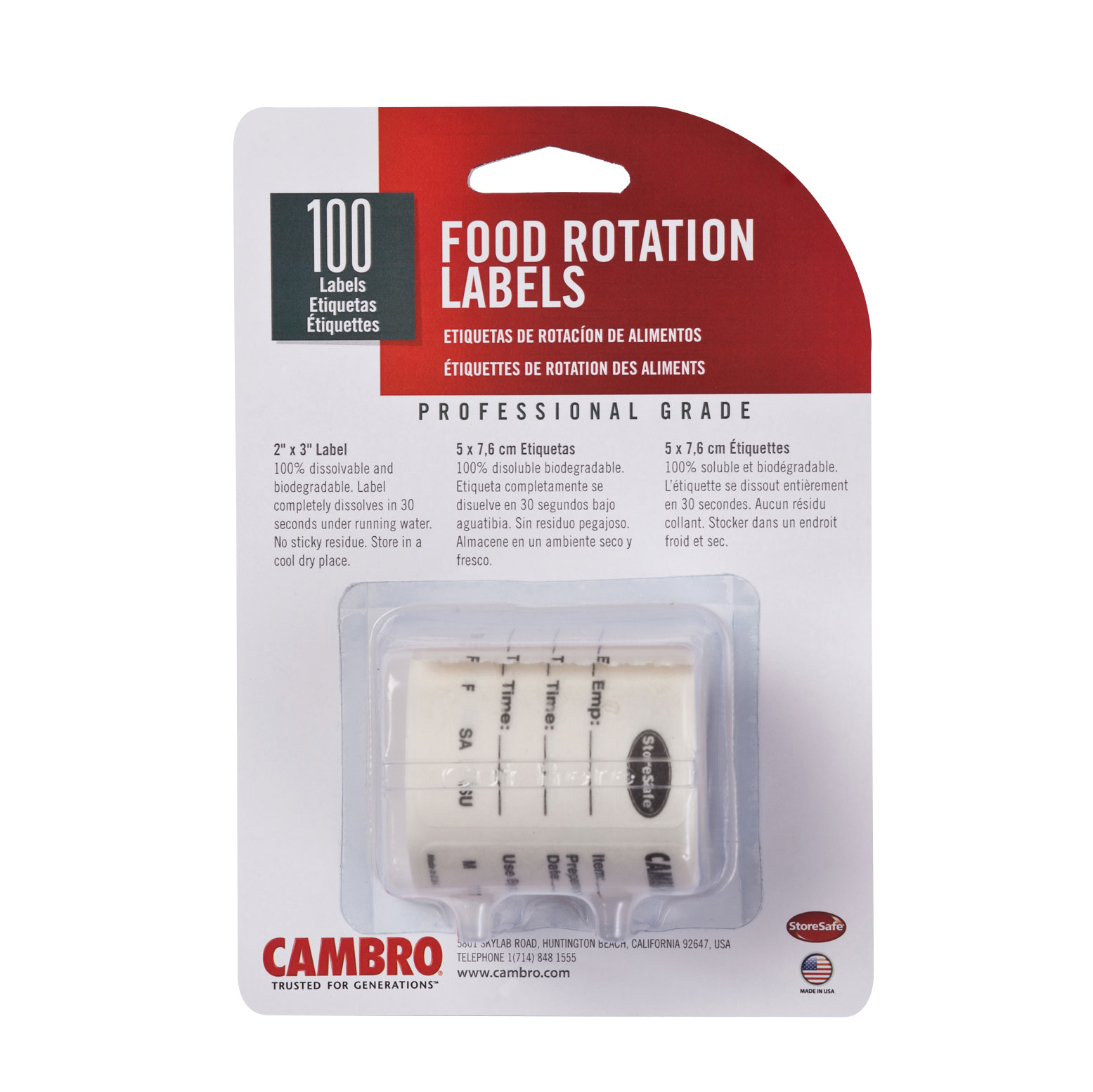 Cambro, 23SL, Labels
