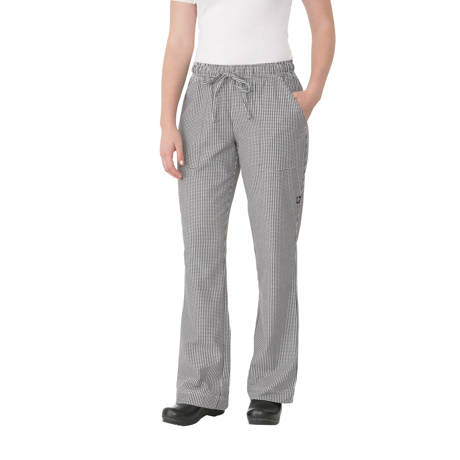 Chef Works, WBAW000L, Chef's Pants, Relaxed Fit, Black/White, Large