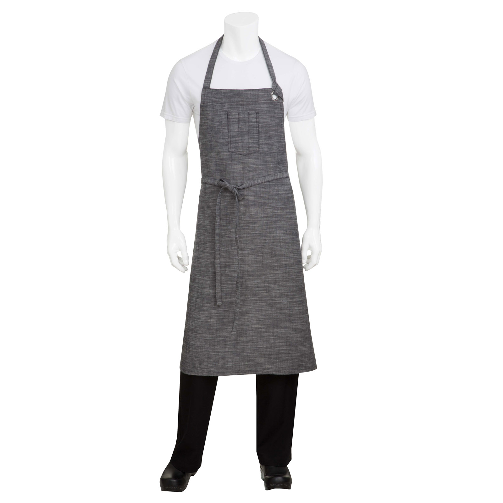 Chef Works, ABCXX002-BSL-0, Bib Apron, Grey, Cotton, Adjustable