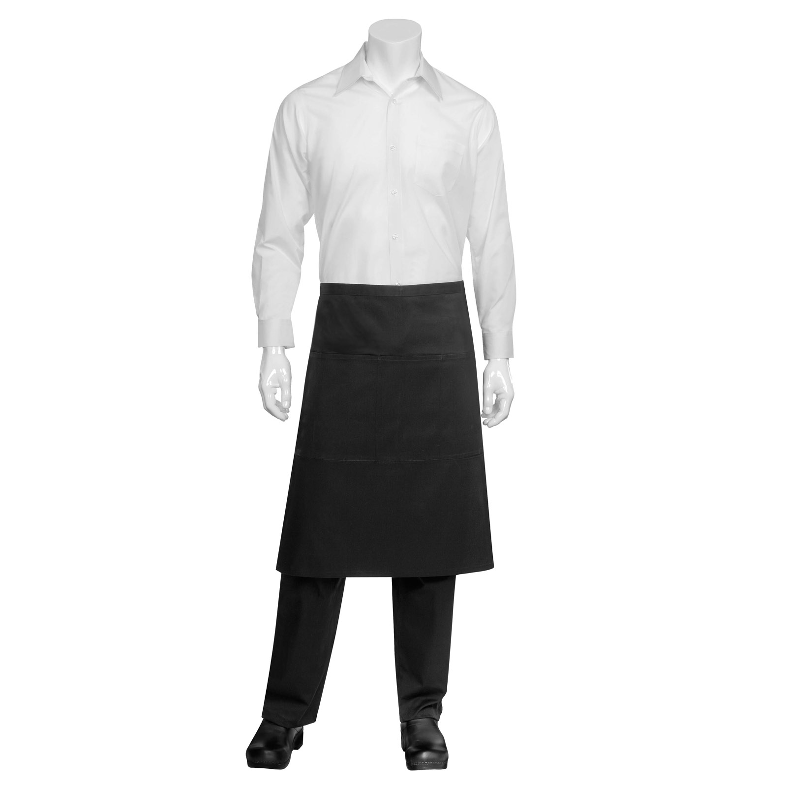 Chef Works, REVF24-BLK-0, Waist Apron, Black, Poly Cotton