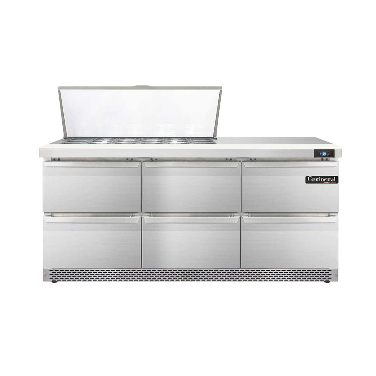 Continental Refrigerator, D72N18M-FB-D, Refrigerated Counter, Mega Top Sandwich / Salad Unit