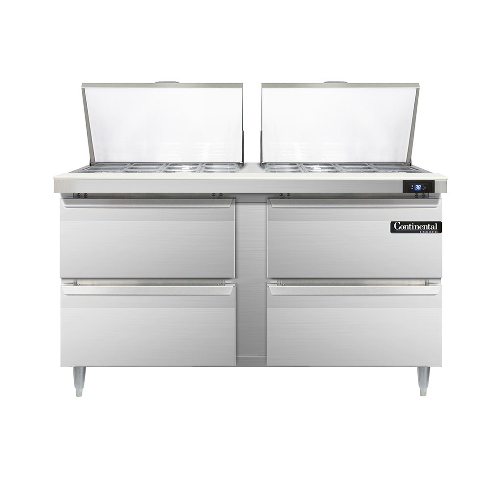 Continental Refrigerator, D60N24M-D, Refrigerated Counter, Mega Top Sandwich / Salad Unit