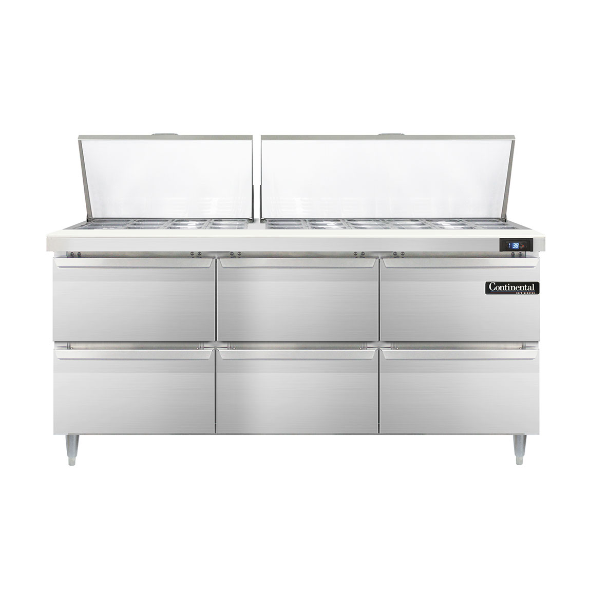 Continental Refrigerator, D72N30M-D, Refrigerated Counter, Mega Top Sandwich / Salad Unit