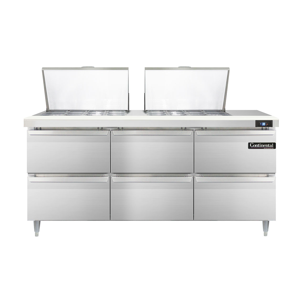 Continental Refrigerator, D72N24M-D, Refrigerated Counter, Mega Top Sandwich / Salad Unit