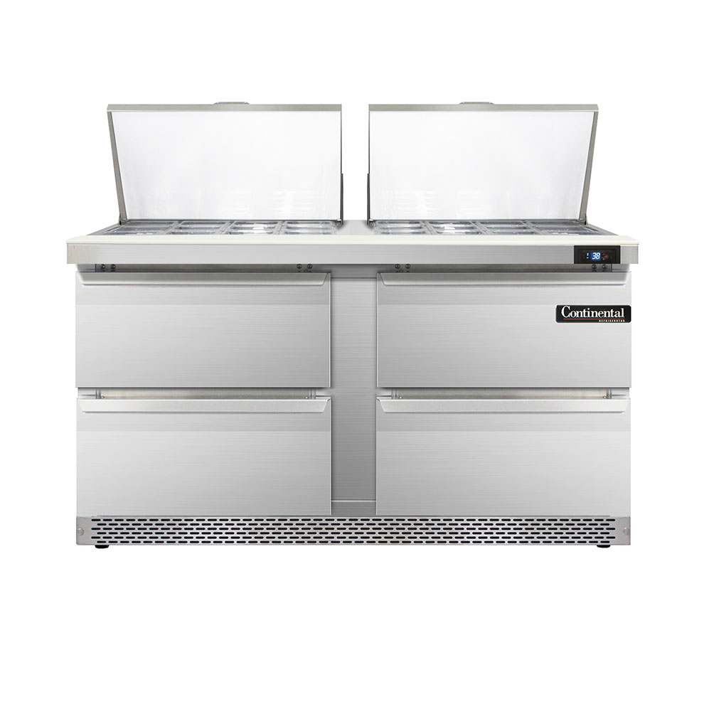 Continental Refrigerator, D60N24M-FB-D, Refrigerated Counter, Mega Top Sandwich / Salad Unit