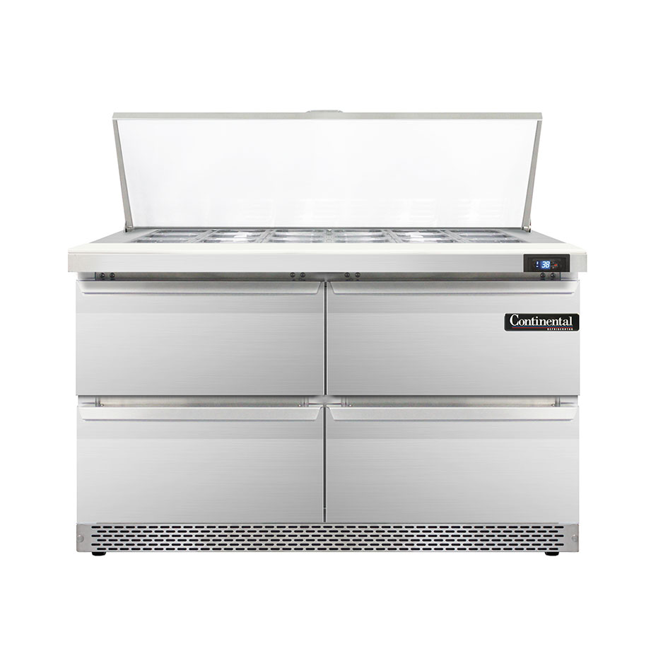 Continental Refrigerator, D48N18M-FB-D, Refrigerated Counter, Mega Top Sandwich / Salad Unit