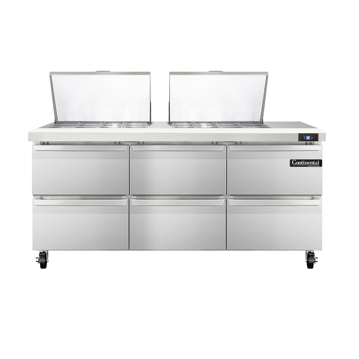 Continental Refrigerator, SW72N24M-D, Refrigerated Counter, Mega Top Sandwich / Salad Unit