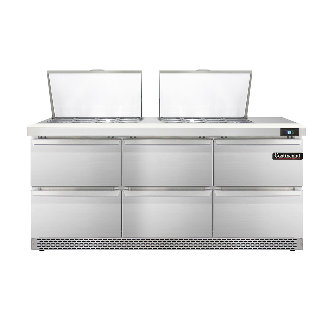 Continental Refrigerator, D72N24M-FB-D, Refrigerated Counter, Mega Top Sandwich / Salad Unit