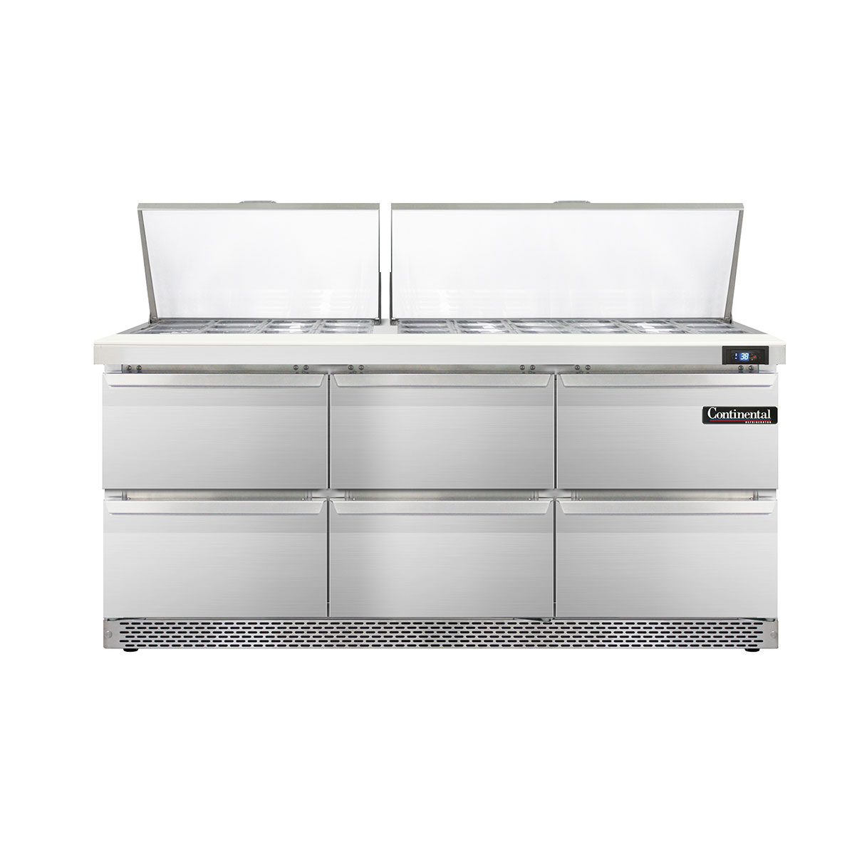 Continental Refrigerator, D72N30M-FB-D, Refrigerated Counter, Mega Top Sandwich / Salad Unit