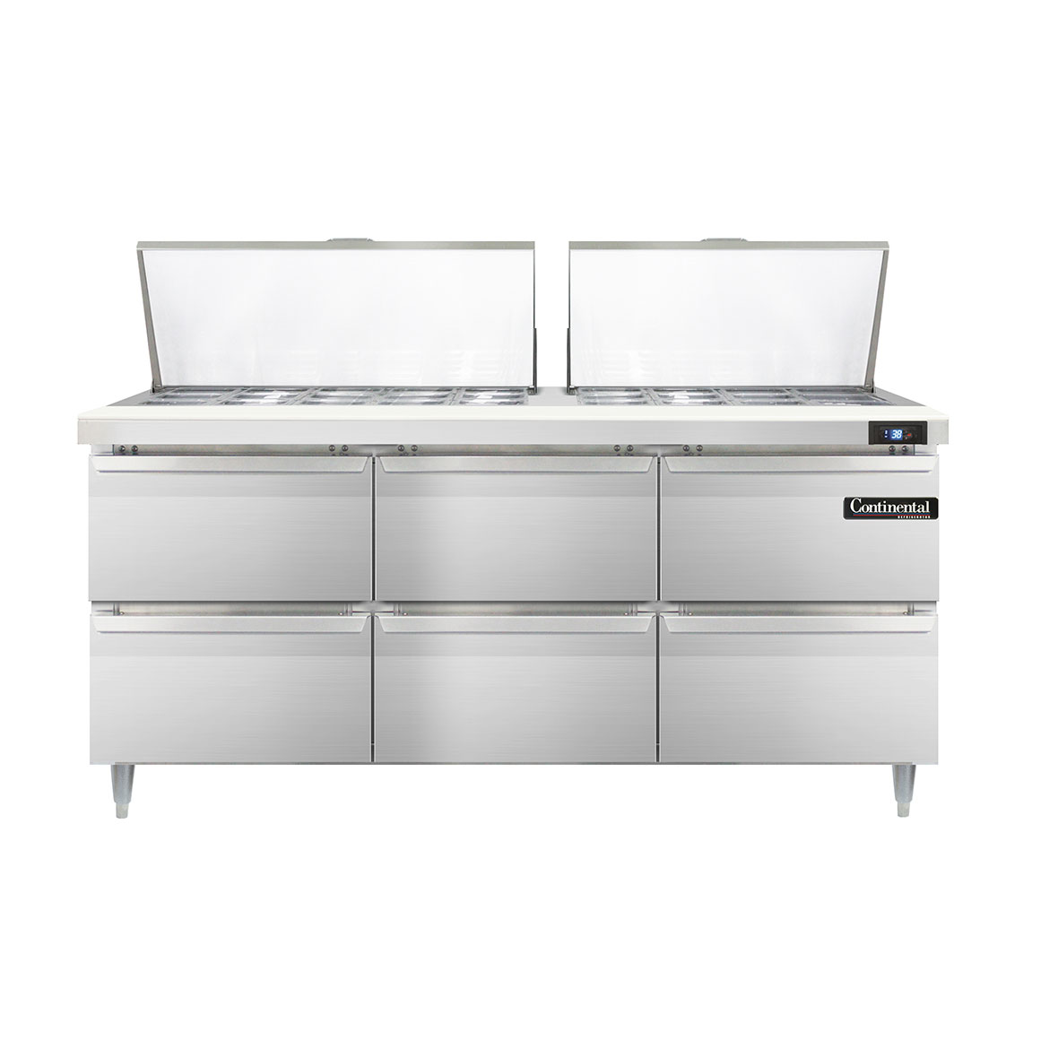 Continental Refrigerator, D72N27M-D, Refrigerated Counter, Mega Top Sandwich / Salad Unit