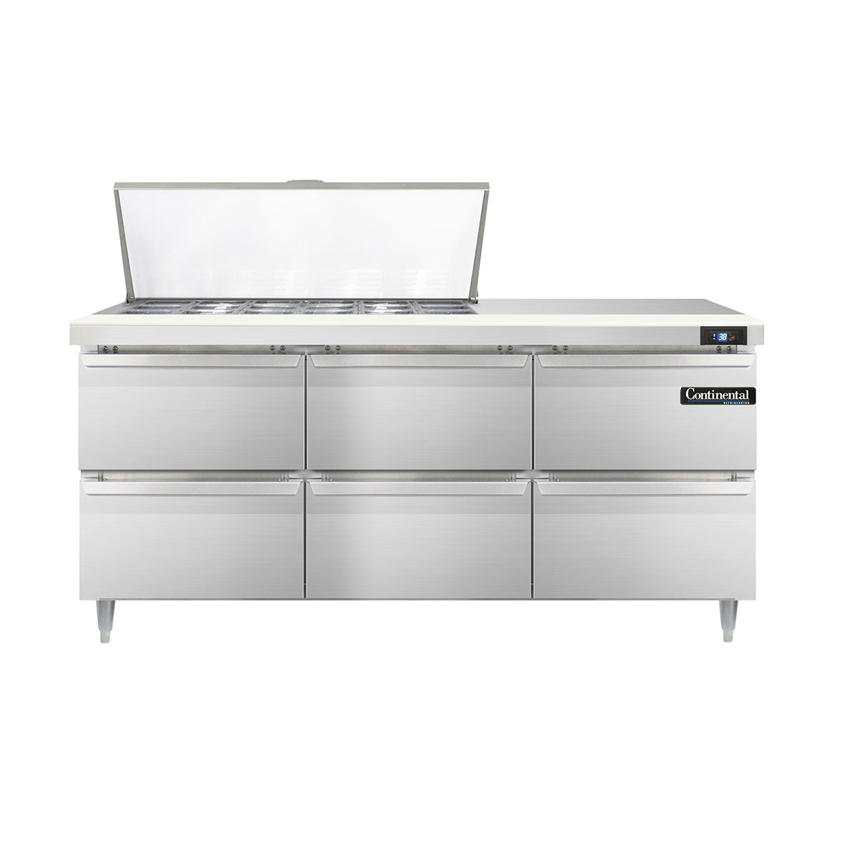 Continental Refrigerator, D72N18M-D, Refrigerated Counter, Mega Top Sandwich / Salad Unit