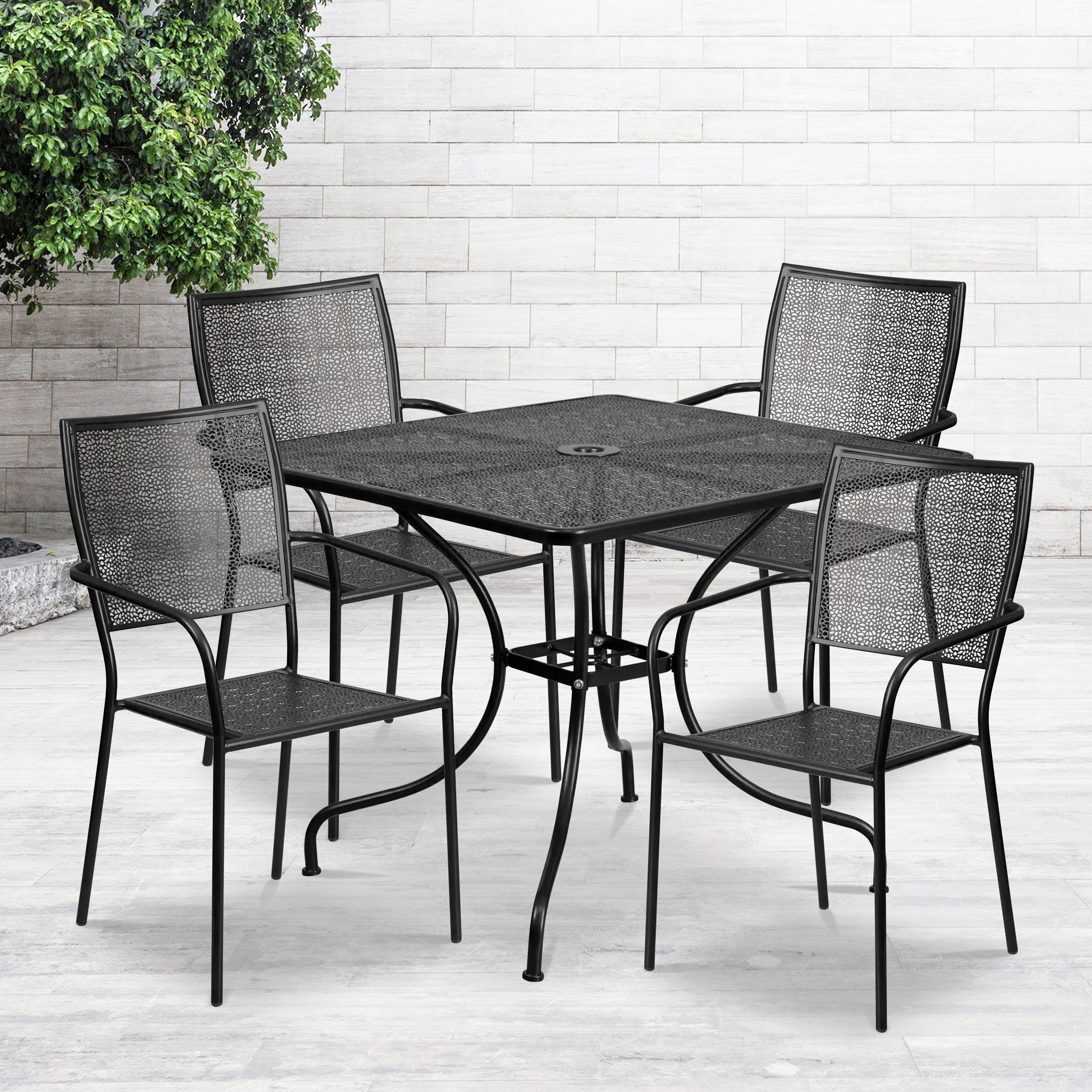 Flash Furniture, CO-35SQ-02CHR4-BK-GG, Indoor Outdoor Sets