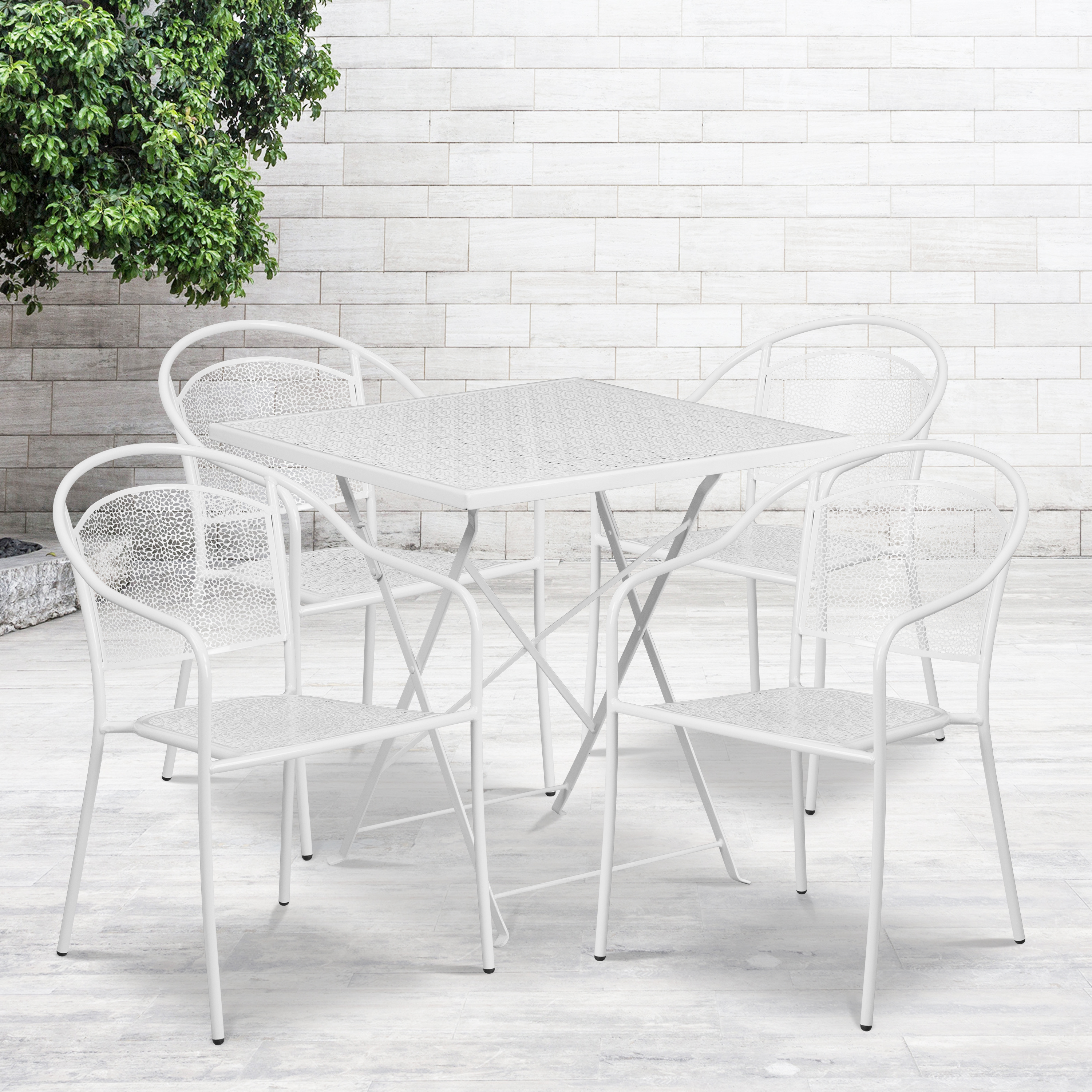 Flash Furniture, CO-28SQF-03CHR4-WH-GG, Indoor Outdoor Sets