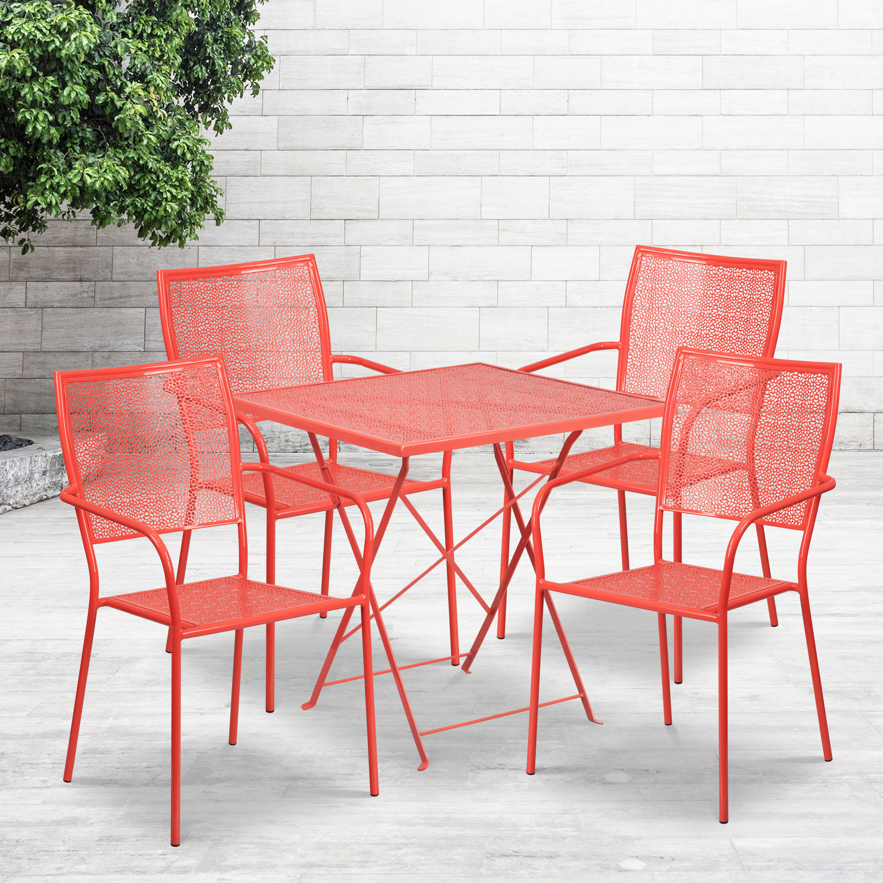 Flash Furniture, CO-28SQF-02CHR4-RED-GG, Indoor Outdoor Sets