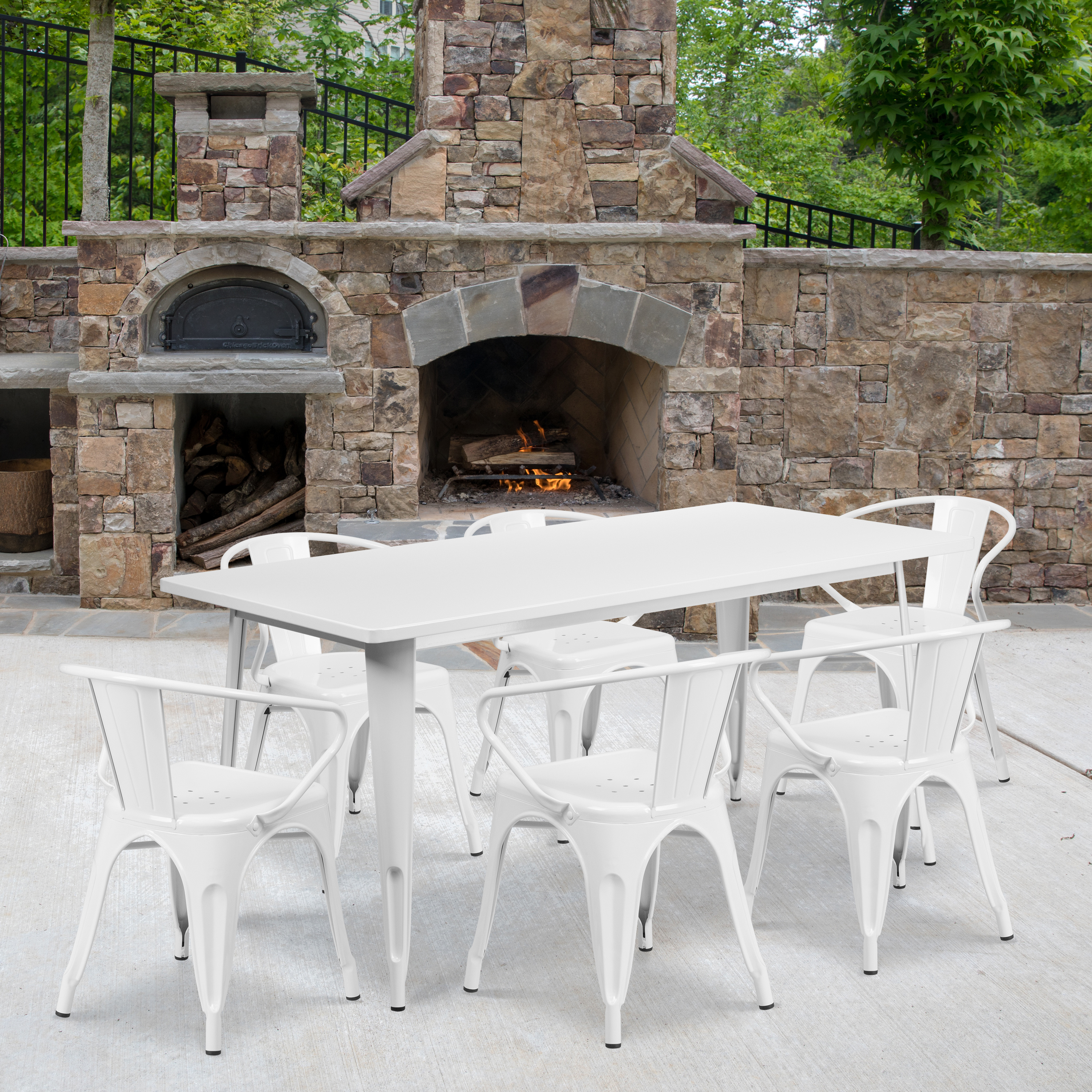 Flash Furniture, ET-CT005-6-70-WH-GG, Indoor Outdoor Sets