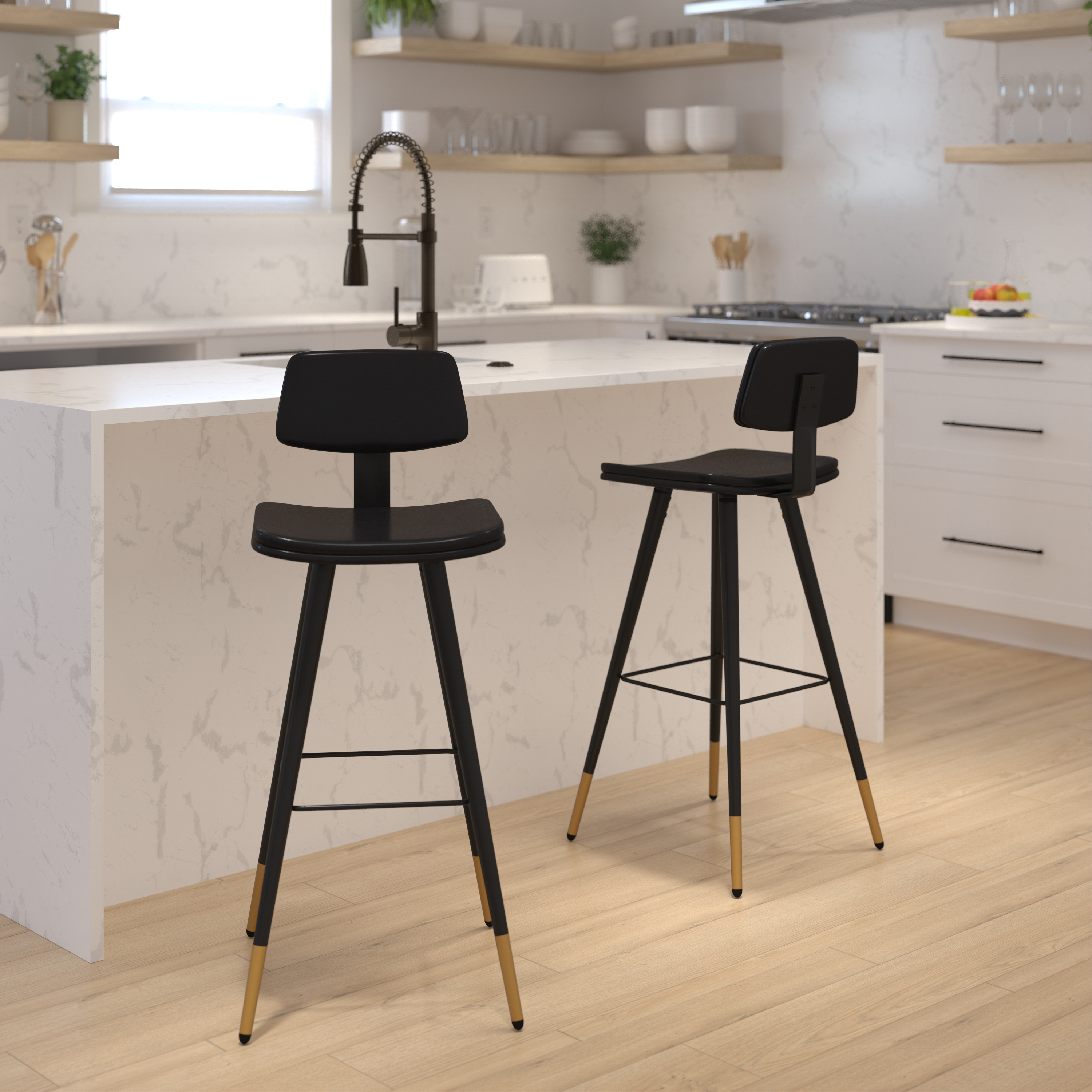 Flash Furniture, AY-S02-BK-GG, Residential Barstools