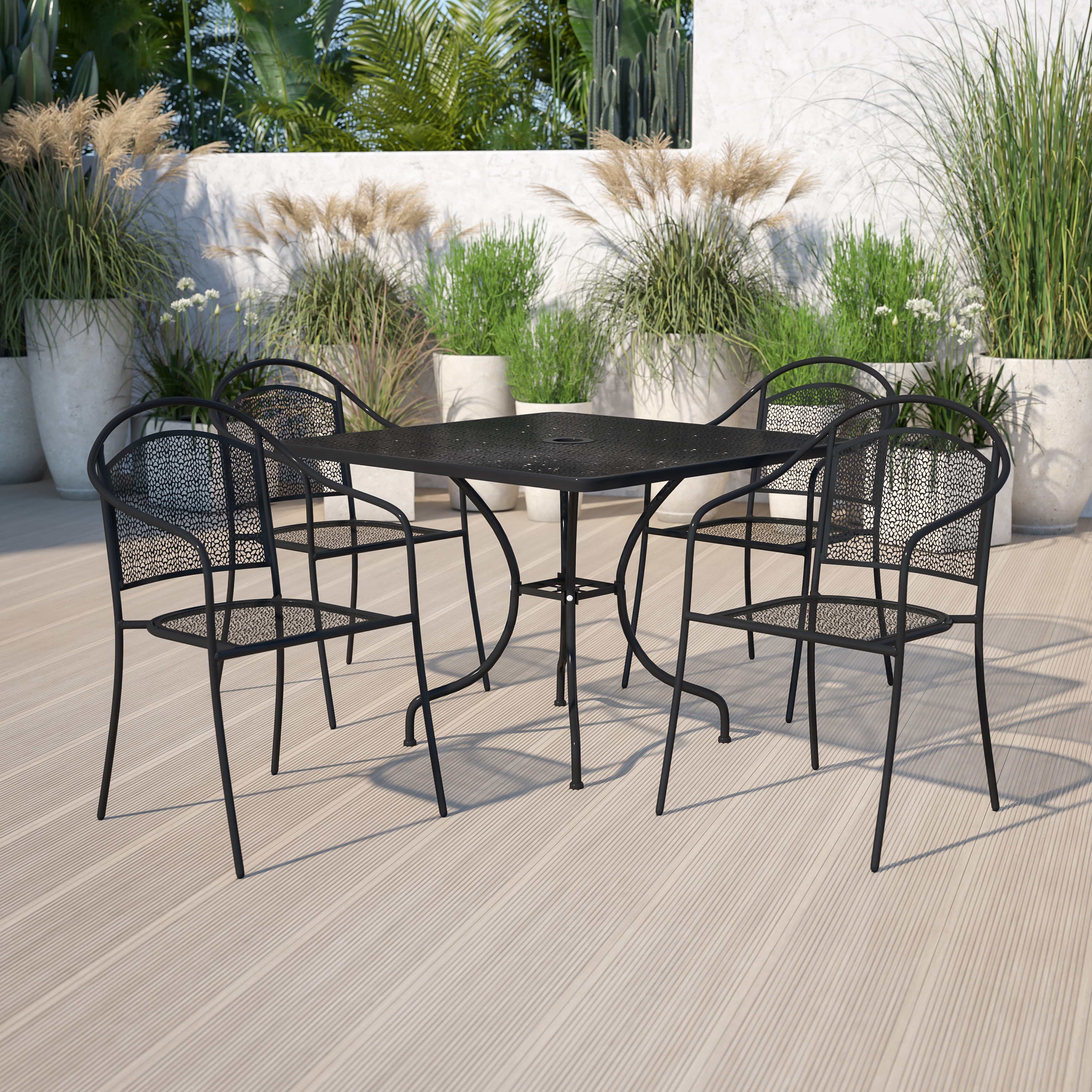 Flash Furniture, CO-35SQ-03CHR4-BK-GG, Indoor Outdoor Sets