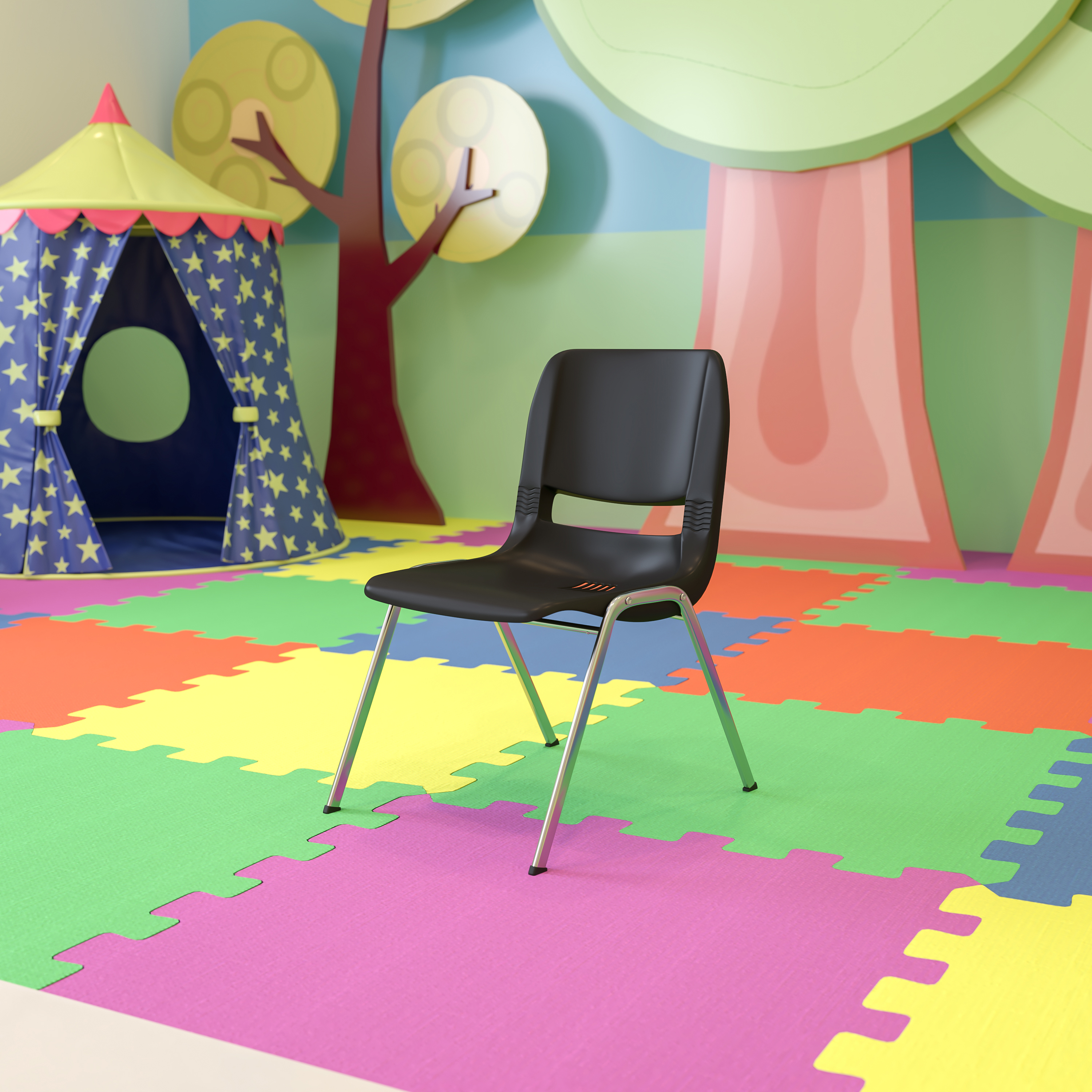 Flash Furniture, RUT-14-BK-CHR-GG, Stack Chairs
