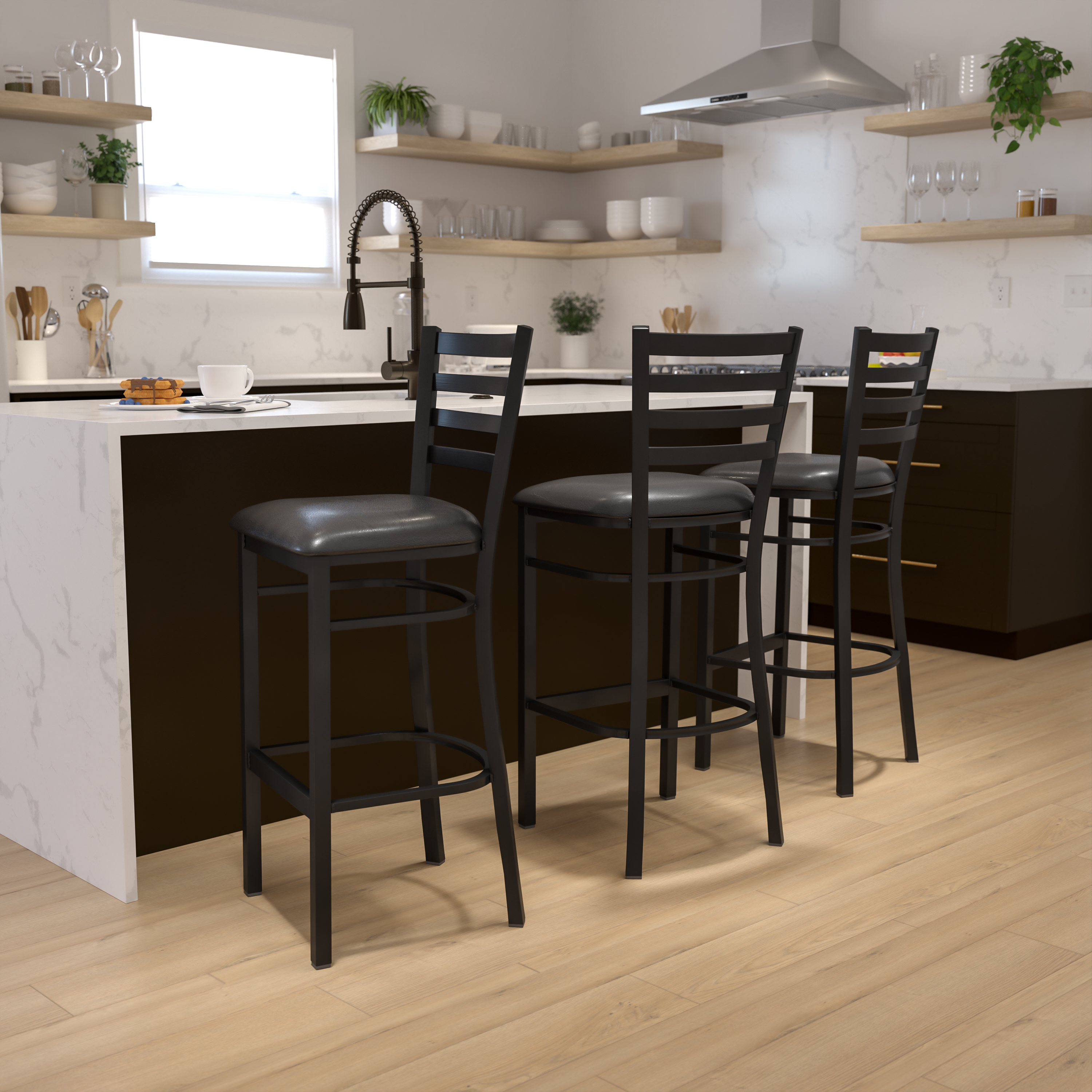 Flash Furniture, XU-DG697BLAD-BAR-BLKV-GG, Restaurant Barstools
