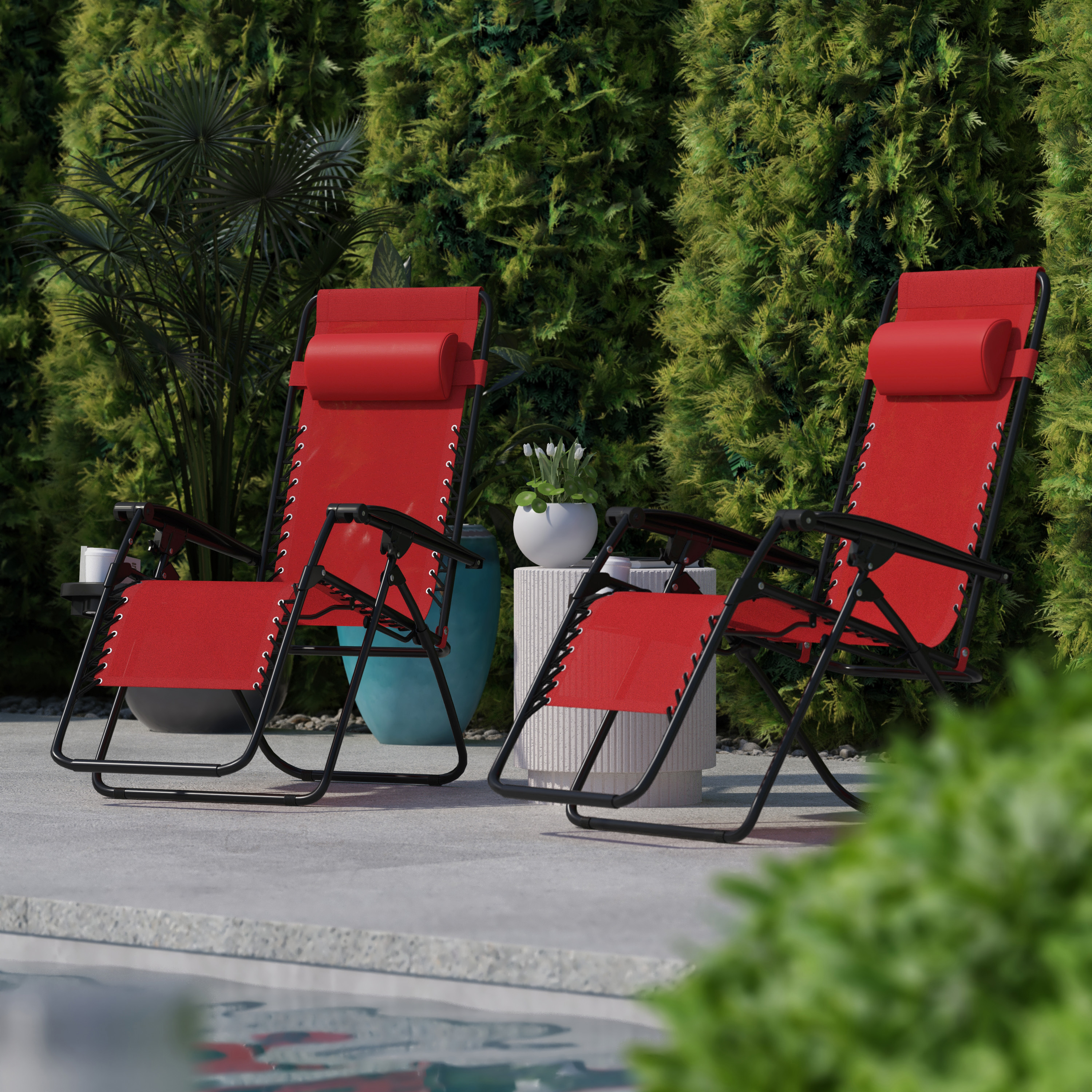 Flash Furniture, 2-GM-103122SS-RD-GG, Patio Chairs