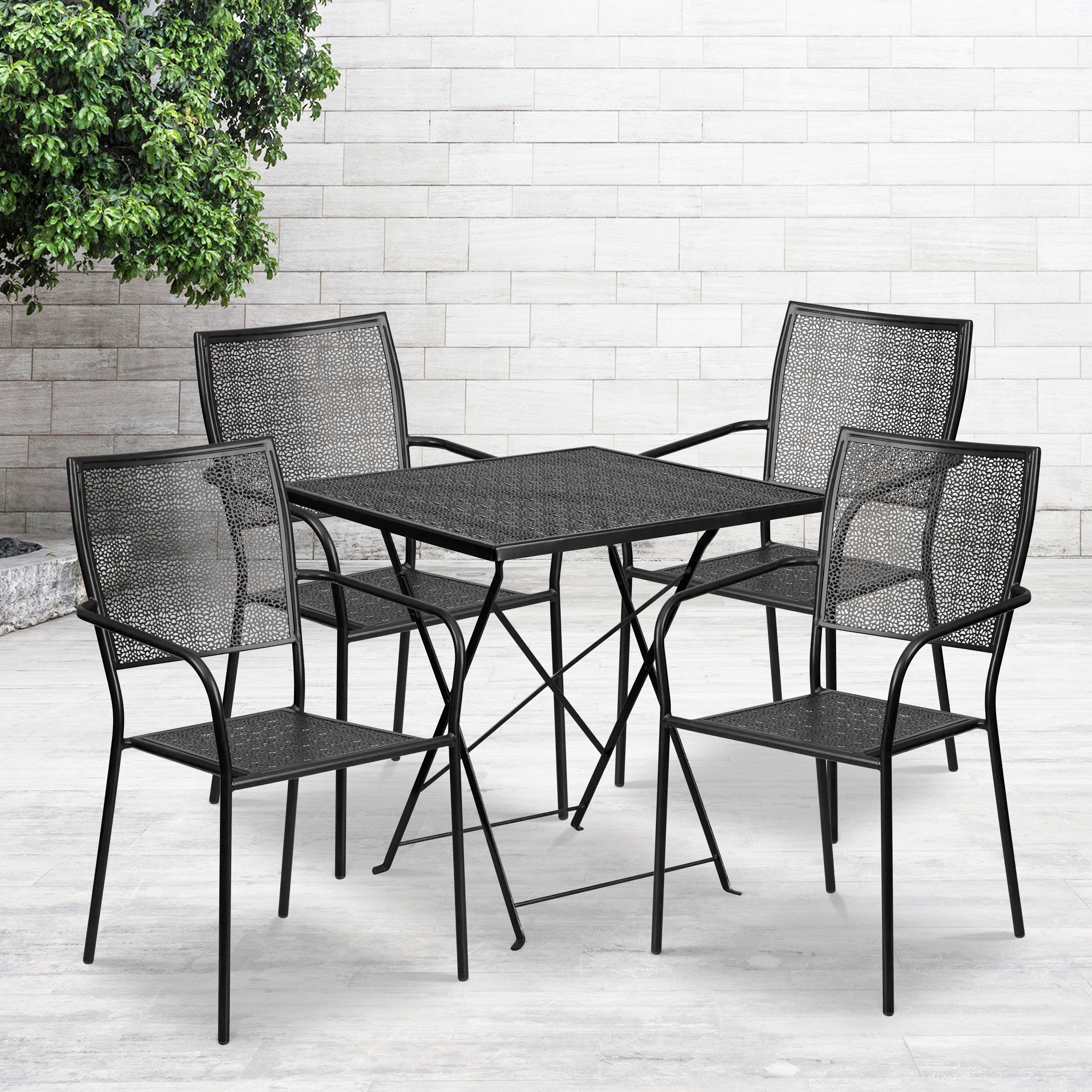 Flash Furniture, CO-28SQF-02CHR4-BK-GG, Indoor Outdoor Sets
