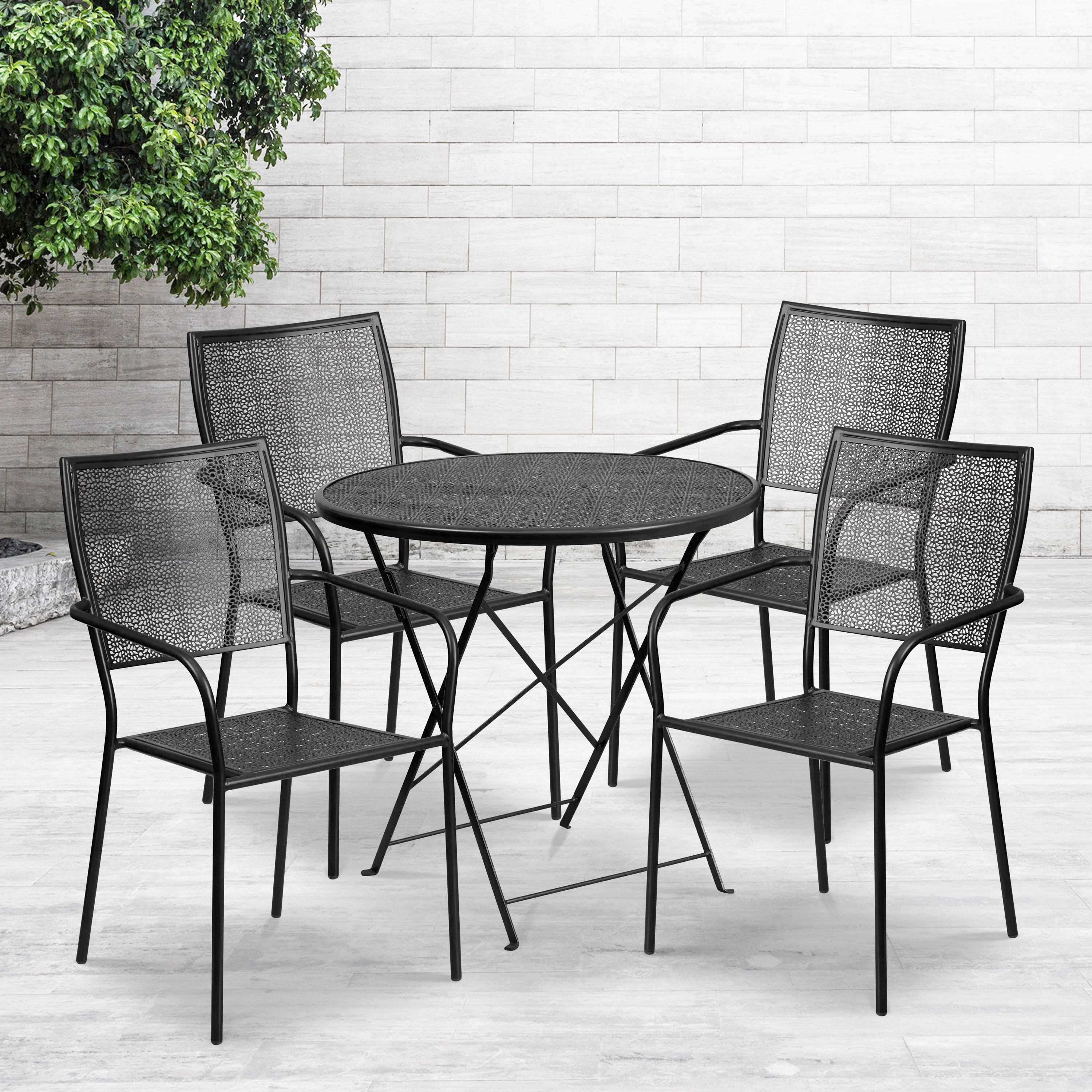 Flash Furniture, CO-30RDF-02CHR4-BK-GG, Indoor Outdoor Sets
