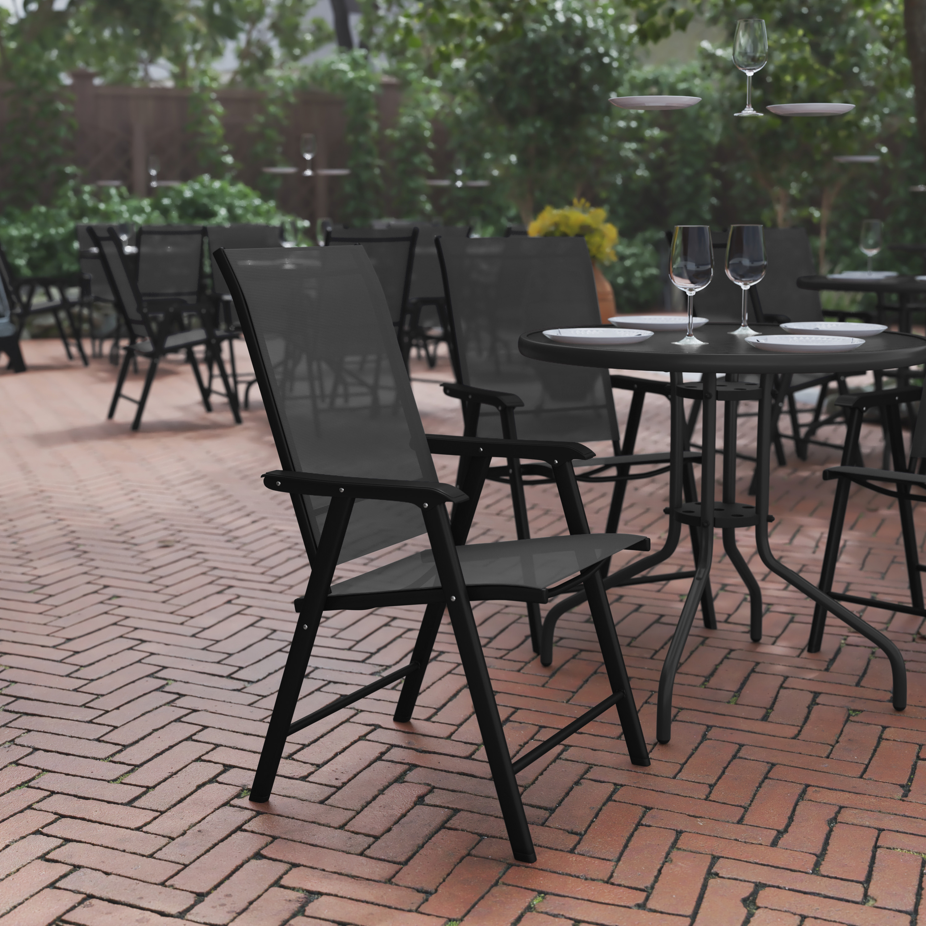 Flash Furniture, 2-TLH-SC-044-BKBK-GG, Patio Chairs