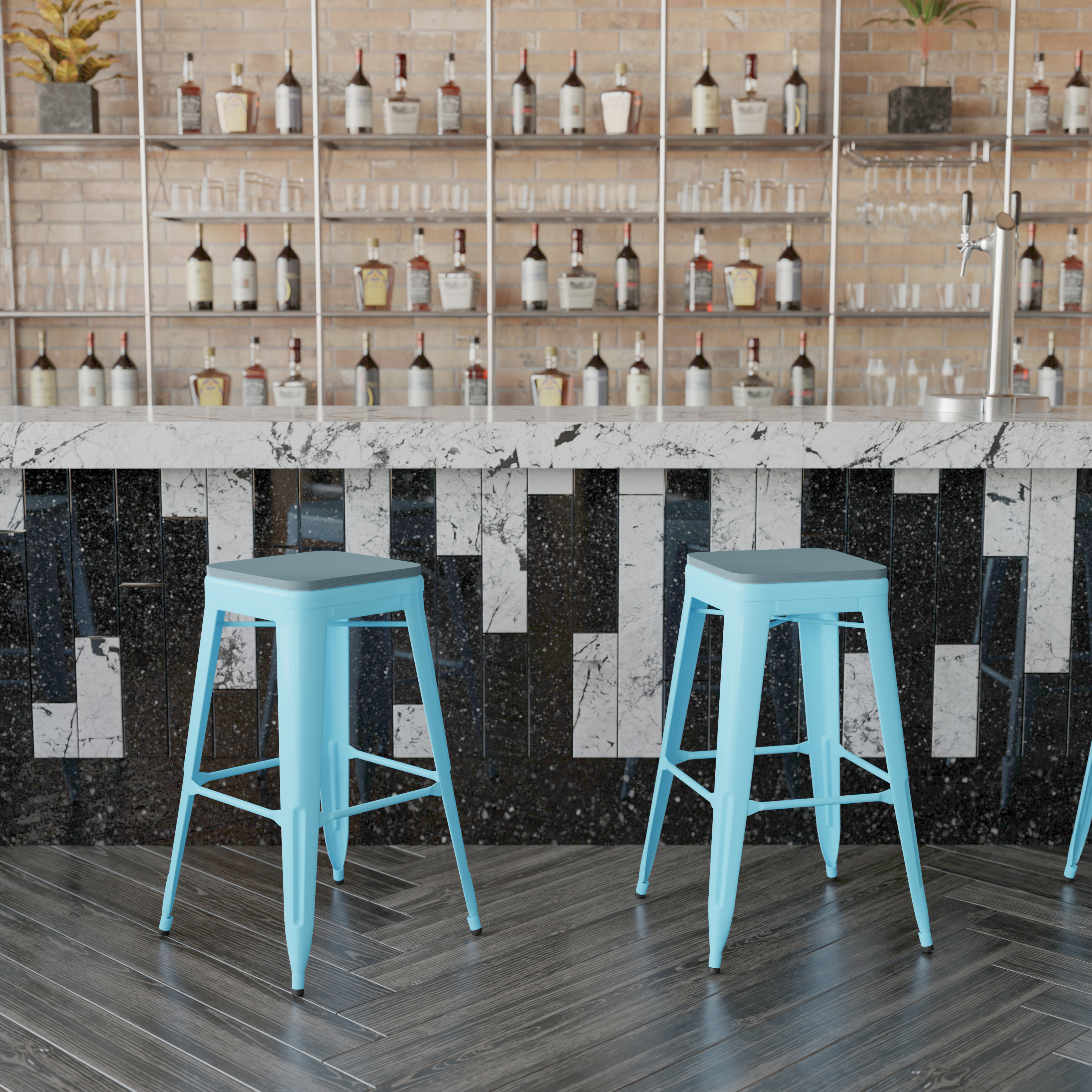 Flash Furniture, 4-ET-31320-30-TL-R-PL2C-GG, Restaurant Barstools