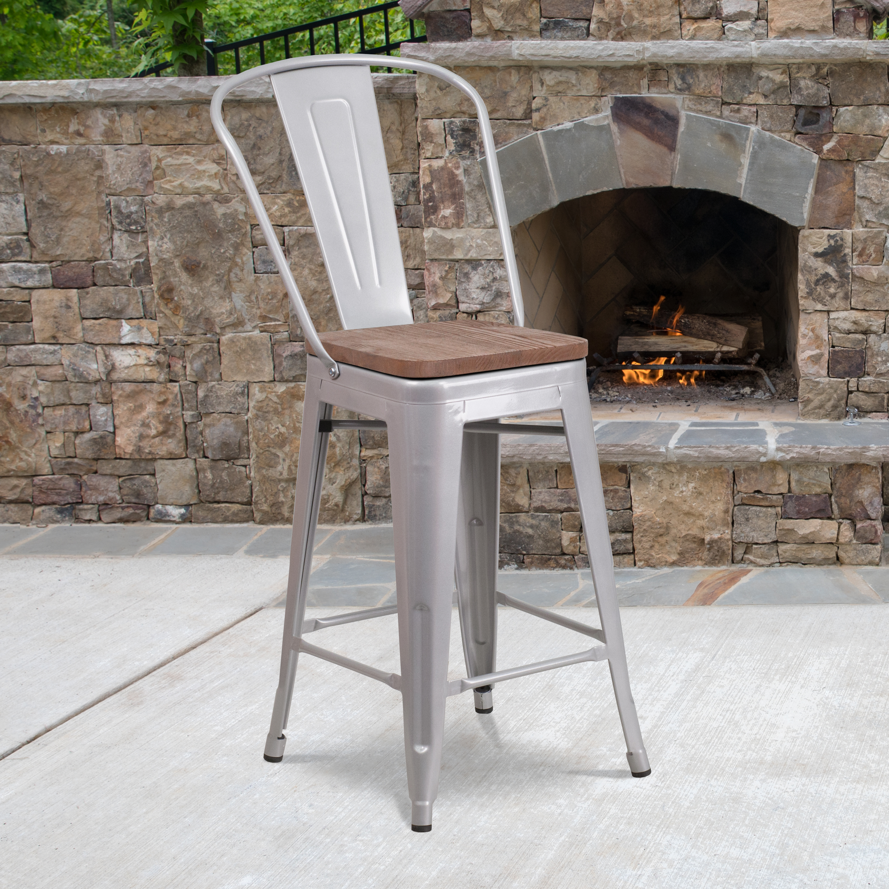 Flash Furniture, CH-31320-24GB-SIL-WD-GG, Restaurant Barstools