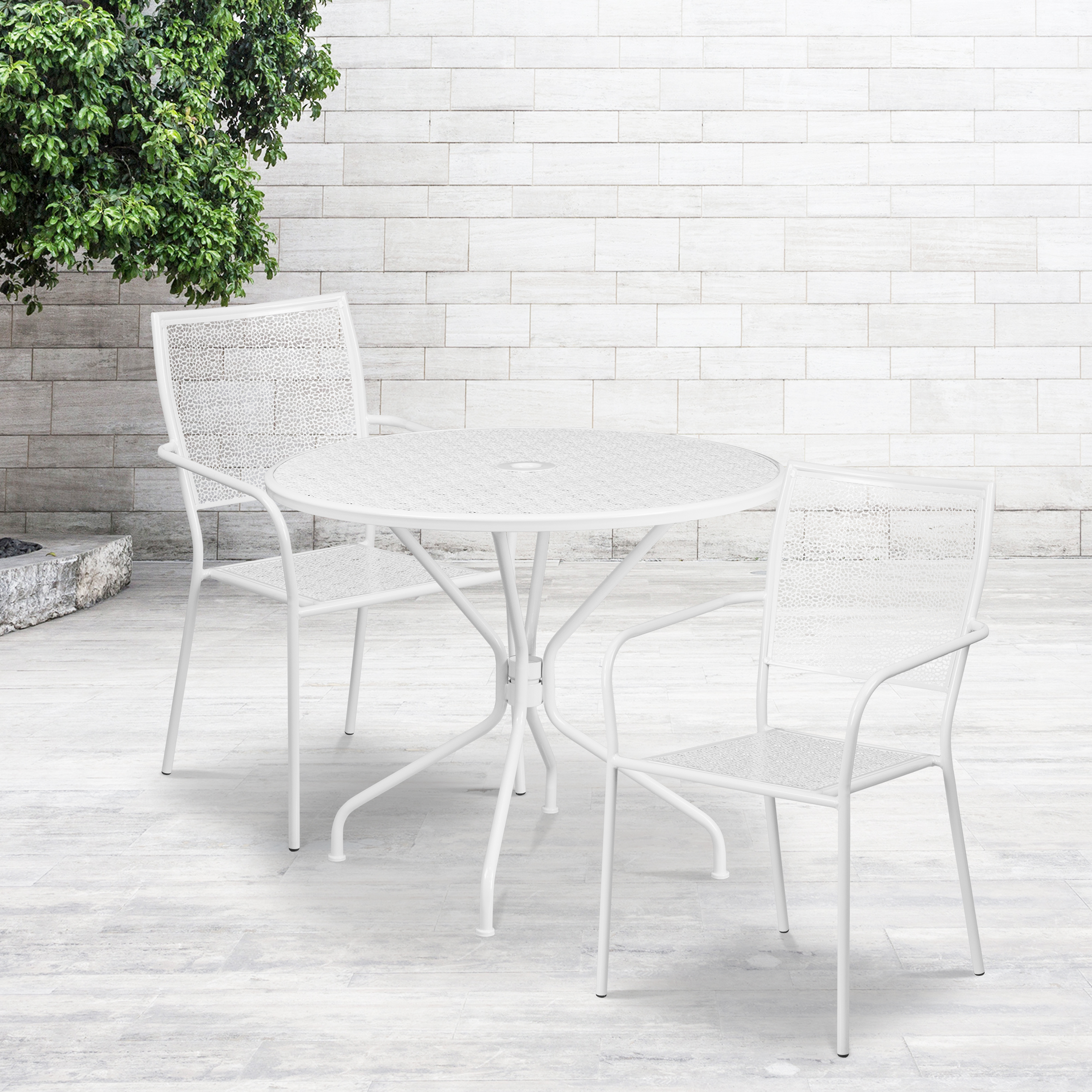 Flash Furniture, CO-35RD-02CHR2-WH-GG, Indoor Outdoor Sets