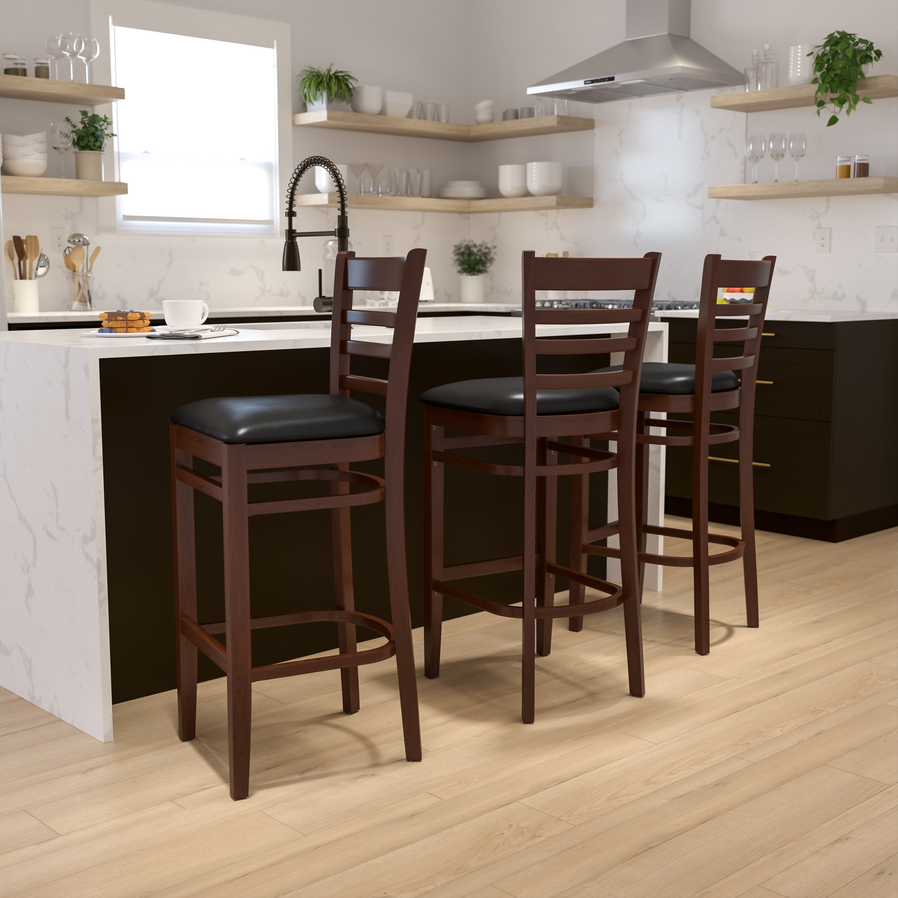 Flash Furniture, XU-DGW0005BARLAD-MAH-BLKV-GG, Restaurant Barstools