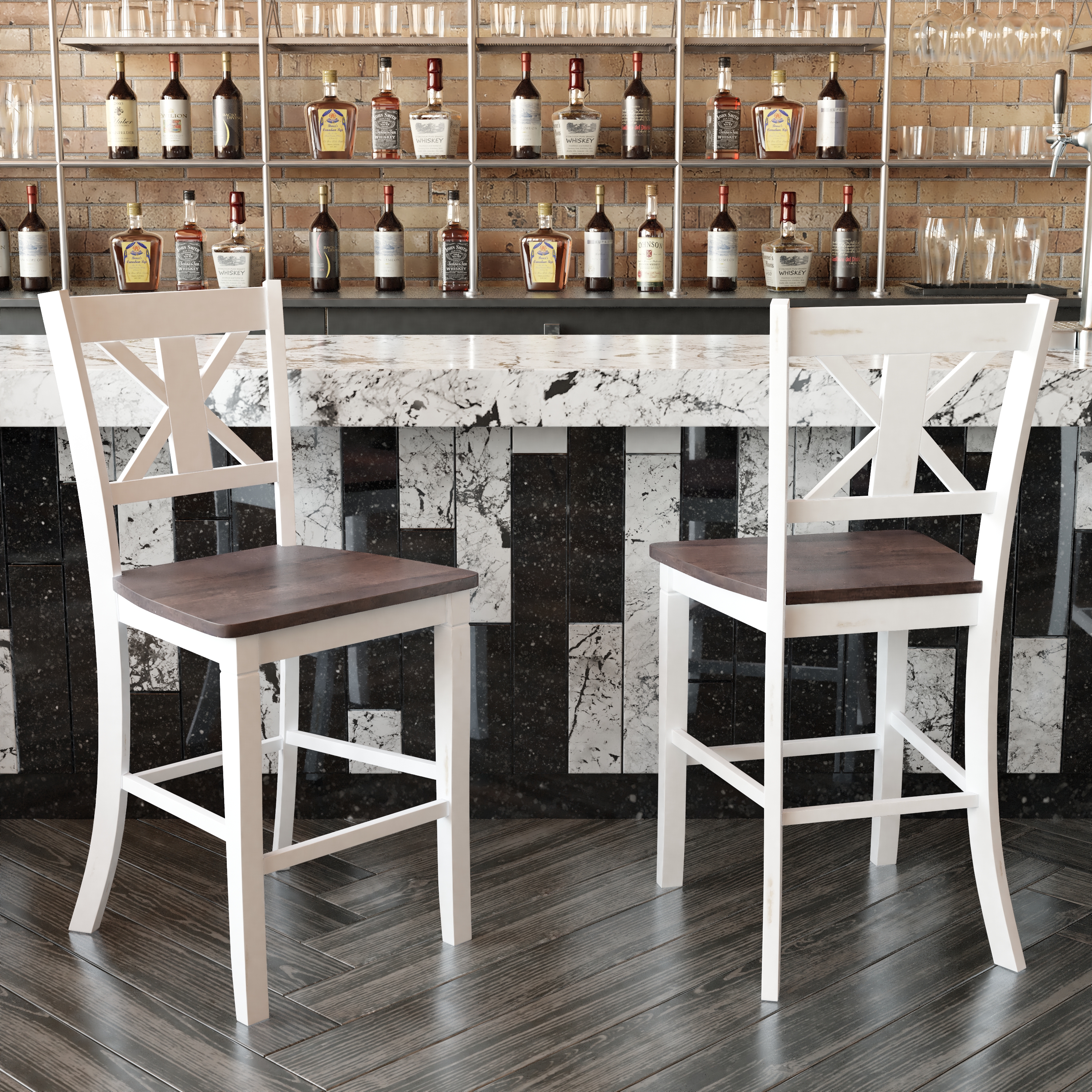 Flash Furniture, ES-STBN1-24-WH-2-GG, Residential Barstools