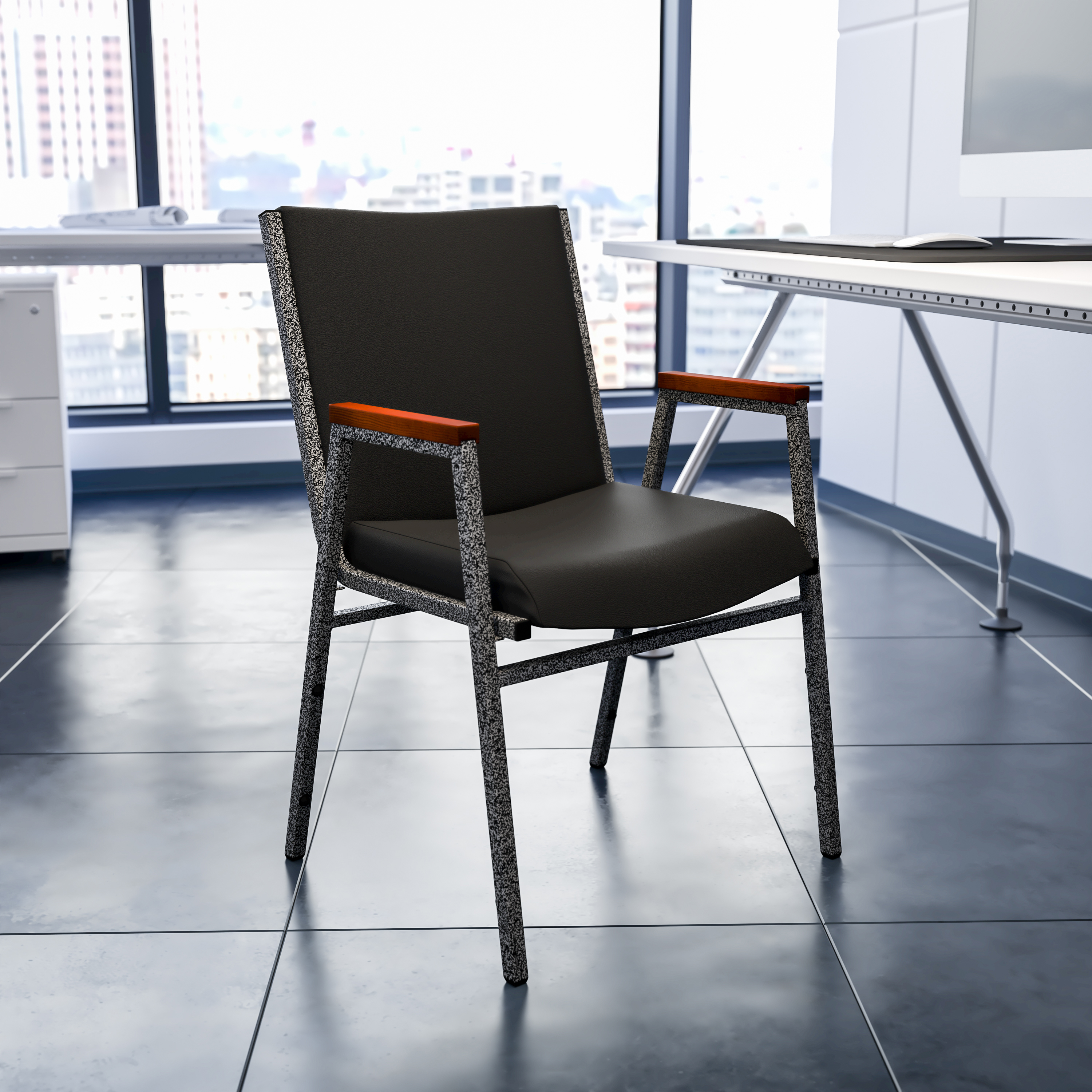 Flash Furniture, XU-60154-BK-VYL-GG, Stack Chairs