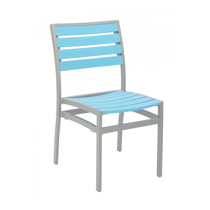 Florida Seating, AL-5602-0 SILVER/ BLUE, Chair, Side, Stacking, Outdoor