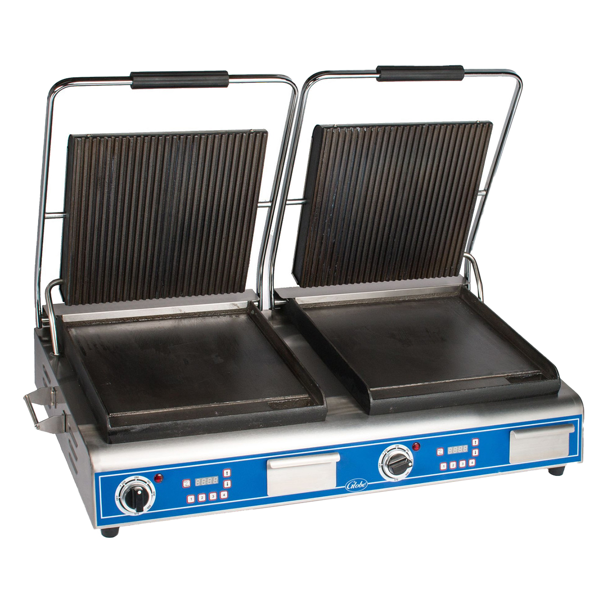 Globe, GPGSDUE14D, Sandwich / Panini Grill, 208-240V, Electric, 14.0 Inch