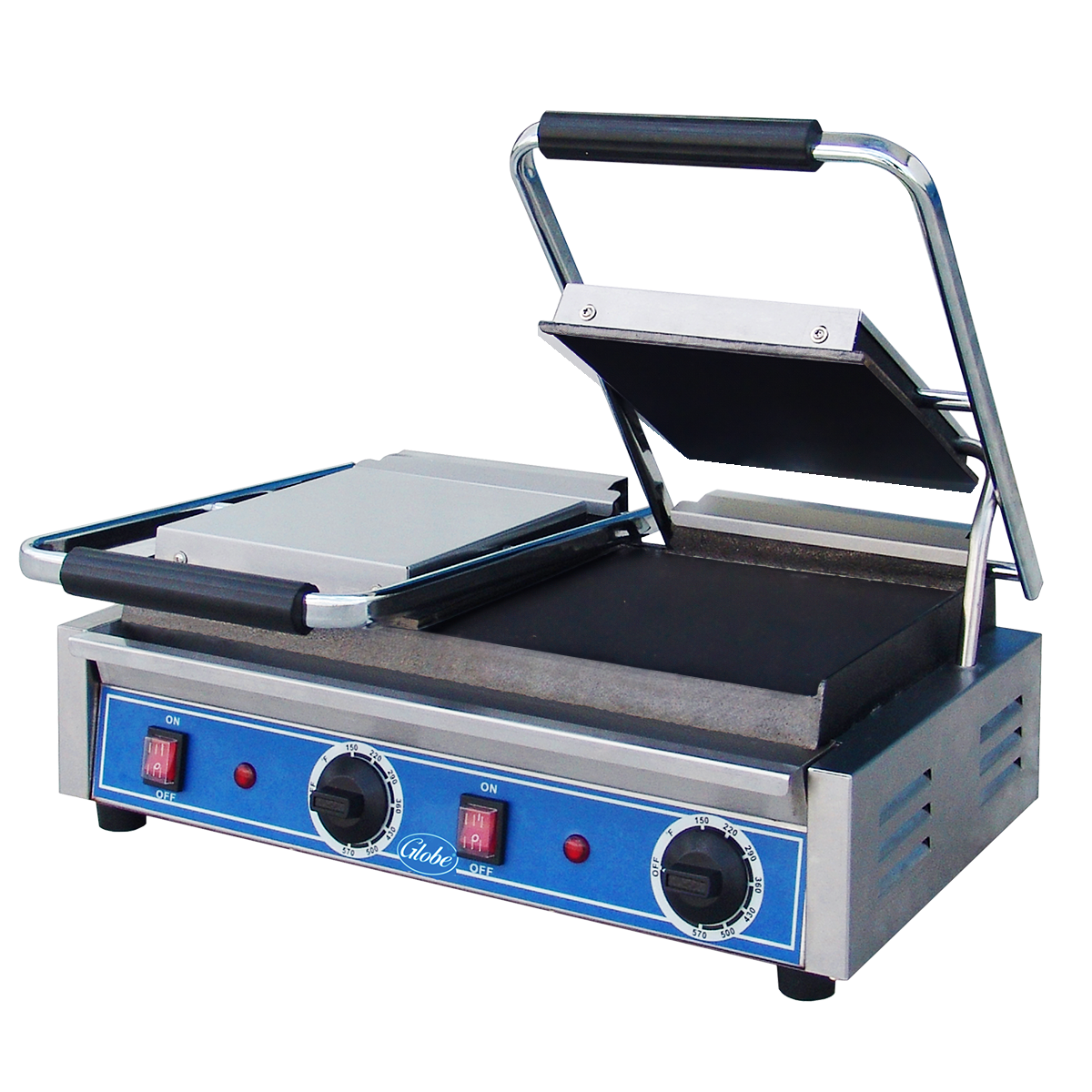 Globe, GSGDUE10, Sandwich / Panini Grill, 240V, Electric, Smooth