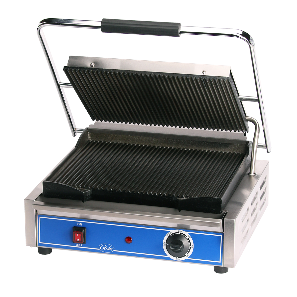 Globe, GPG1410, Sandwich / Panini Grill, 120V, Electric, 14.0 Inch