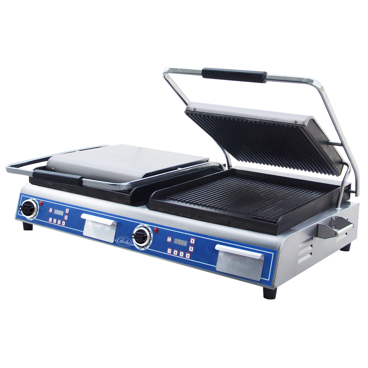 Globe, GPGDUE14D, Sandwich / Panini Grill, 208-240V, Electric, 14.0 Inch